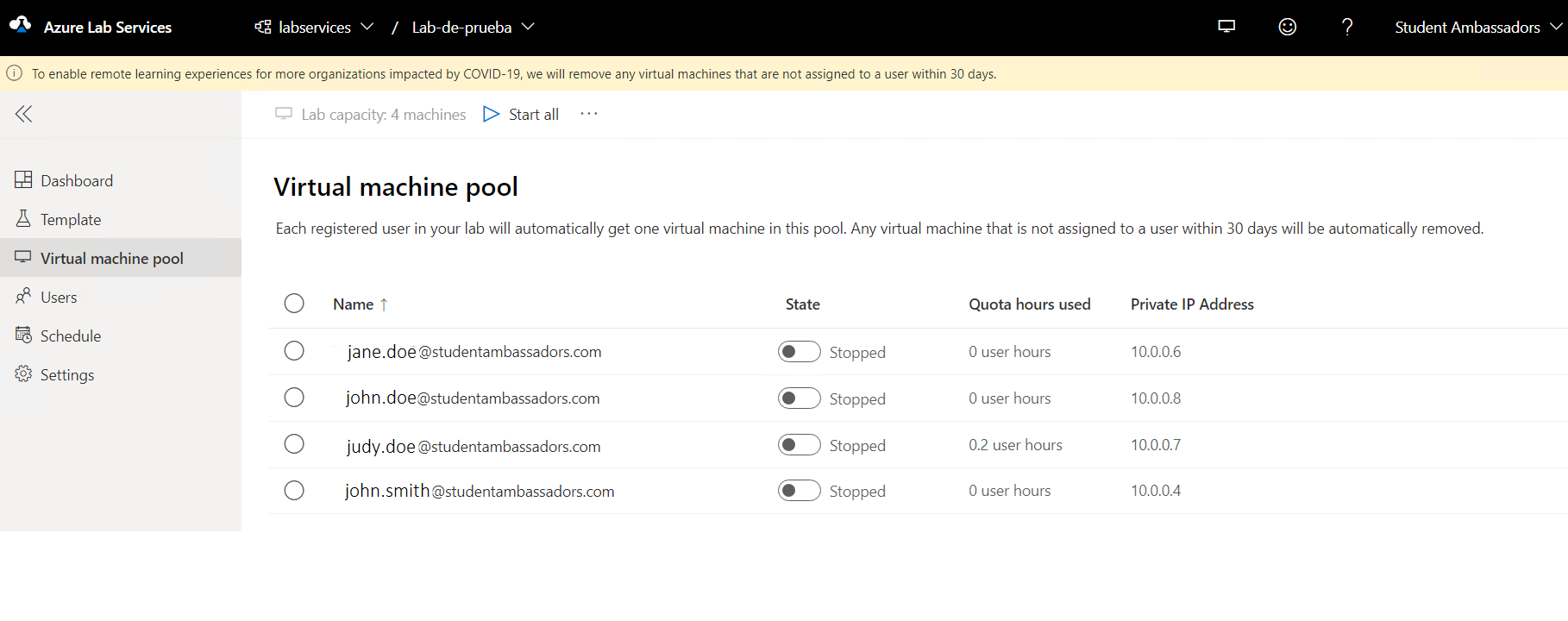 Create Virtual Environments with Azure Lab Services